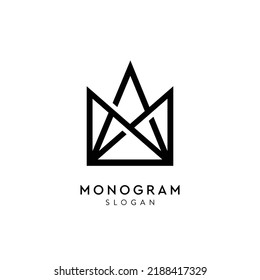 graphic art monogram crown logo for business company