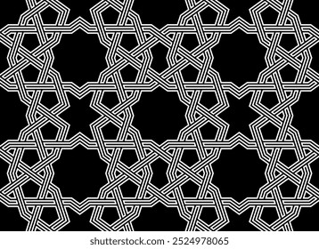 Graphic Art of Oriental Seamless pattern. Geometric Repeating patterns of Printable vector. Interlocking knots cover background layout design.