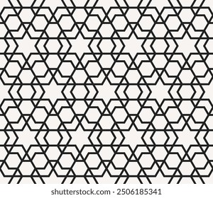 Graphic Art of Repeating Hexagonal Star patterns. Geometric Seamless pattern of printable vector.