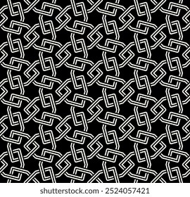 Grafische Kunst des Designs wiederholter Muster. Geometrisches nahtloses Muster eines druckbaren Vektors. Gestaltungsentwürfe für Hintergrundbilder mit ineinandergreifender Knotenabdeckung.
