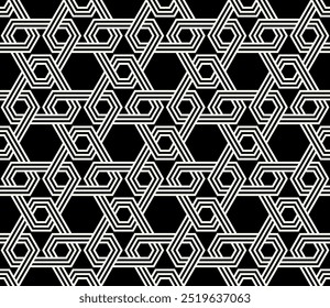 Graphic Art of Seamless pattern designs. Geometric Repeating patterns of Printable vector. Interlocking knots cover background layout design.