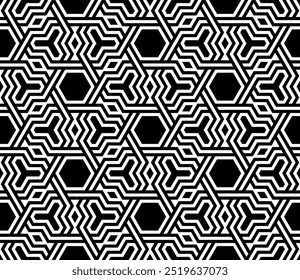 Graphic Art of Seamless pattern designs. Geometric Repeating patterns of Printable vector. Interlocking knots cover background layout design.