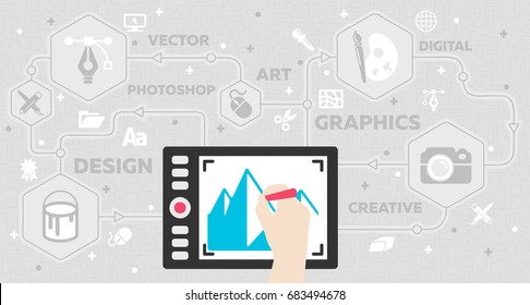 Graphic Arts Concept with Drawing Tablet