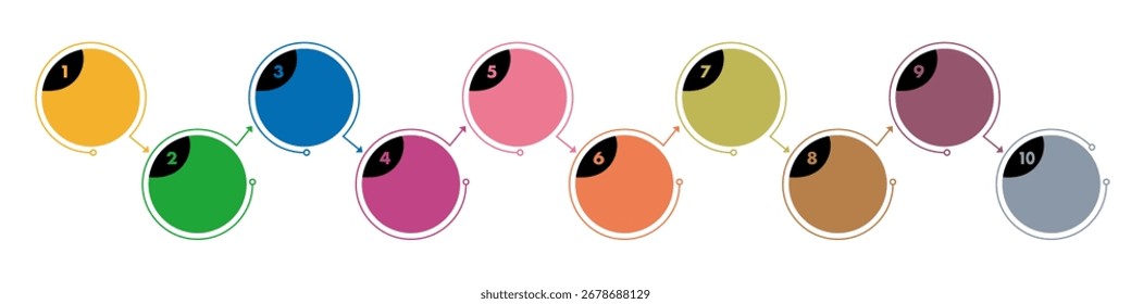 Graphic assets for processes numbered 1 through 10. Vector infographic design business template. Vector illustration on a white background.