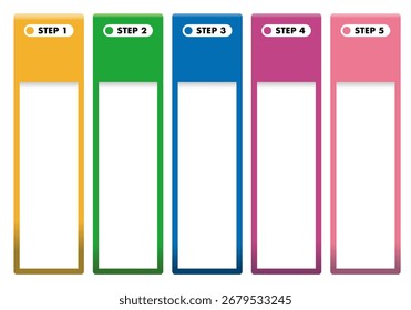 Activos gráficos para procesos numerados del 1 al 5. Plantilla de negocios de diseño de infografía de Vector. Ilustración vectorial sobre fondo blanco.