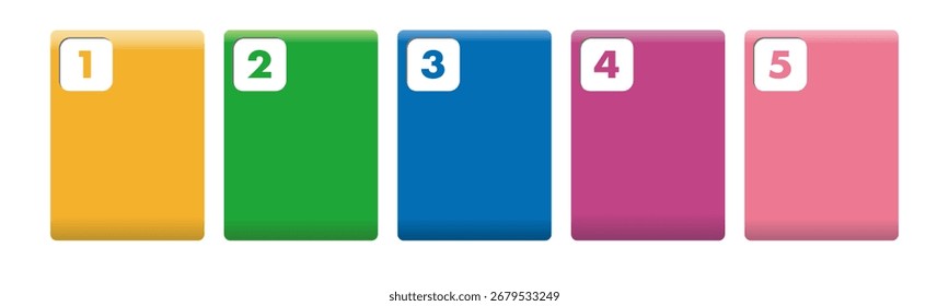 Activos gráficos para procesos numerados del 1 al 5. Plantilla de negocios de diseño de infografía de Vector. Ilustración vectorial sobre fondo blanco.
