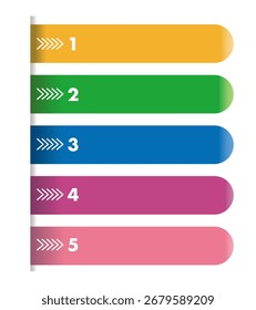 Graphic assets for processes numbered 1 through 5. Vector infographic design business template. Vector illustration.