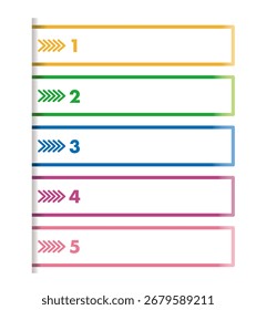 Graphic assets for processes numbered 1 through 5. Vector infographic design business template. Vector illustration.