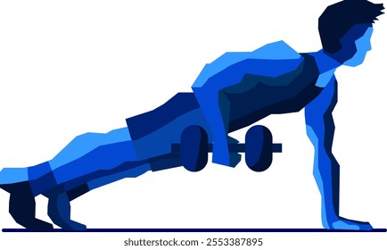 Graphic of athlete doing push-ups and weightlifting with strength