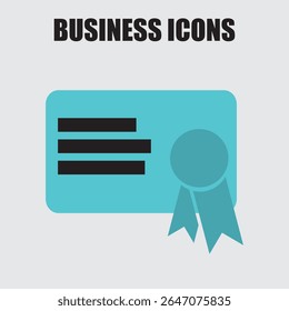 Graphic of an award certificate and card representing business achievements and professionalism in a minimalist style.	