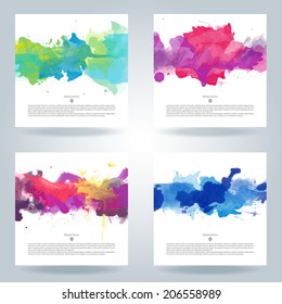 Graphic Background Color Poster Brush Watercolor Vector Shape Kid Abstract Set Of Bright Colorful Vector Watercolor Background Useful For Any Project Where A Platter Of Color Makes The Difference Grap