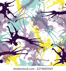 Graphic background of colorful watercolor stains on canvas.