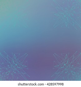 Graphic background communication. Molecule with connection line and dots. Geometric abstract composition for your design. Science, technology background. Vector illustration.