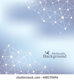 Graphic background communication. Structure molecule dna, neurons, atom. Social network information. Connected lines with dots. Medicine, science, technology design. Vector illustration.