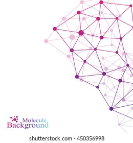 Graphic background communication. Structure molecule dna, neurons, atom. Social network information. Connected lines with dots. Medicine, science, technology design. Vector illustration