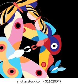 graphic background a different multicolored butterflies beautiful