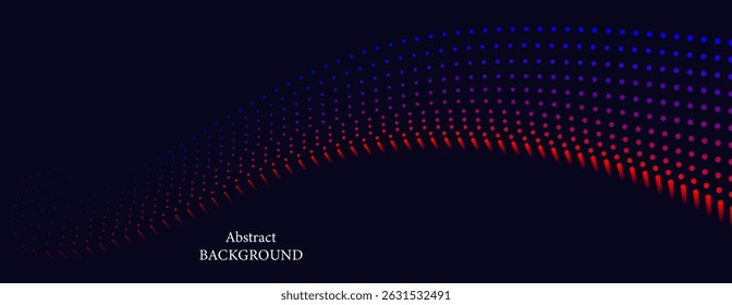 The graphic background features small dots arranged in curved, wavy lines, and a gradient from red to blue on a black background, giving it a digital or futuristic feel.