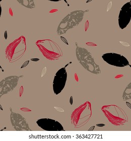 Graphic background with leaves on a gray background.