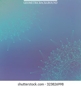 Graphic background molecule and communication. Connected lines with dots. Vector illustration.