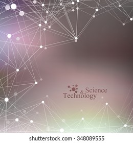 Graphic background molecule and communication. Connected lines with dots. Vector illustration.