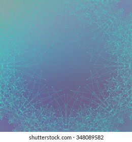 Graphic background molecule and communication. Connected lines with dots. Vector illustration.