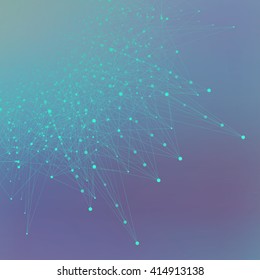 Graphic background molecule and communication. Connected lines with dots. Concept of the science, connection, chemistry, biology, medicine, technology. Vector illustration.