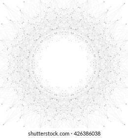 Graphic background molecule and communication. Connection line with dots. Geometric abstract composition for your design. Science, technology background. Vector illustration