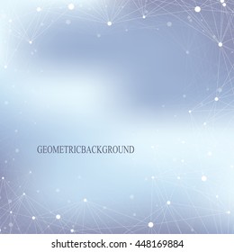 Graphic background molecule and communication. Social network information. Connected line with dots. Big data composition. Perspective visualization. Vector illustration