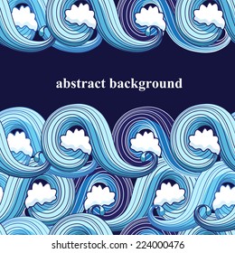 graphic background with ocean waves on a blue background  