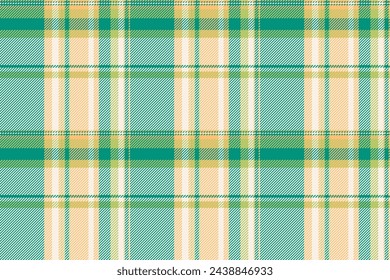 Graphic background seamless pattern, classical textile vector texture. Large tartan check plaid fabric in old lace and teal colors.