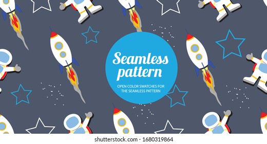 Graphic Background seamless vector pattern background Outer space Cute flat illustration for kids