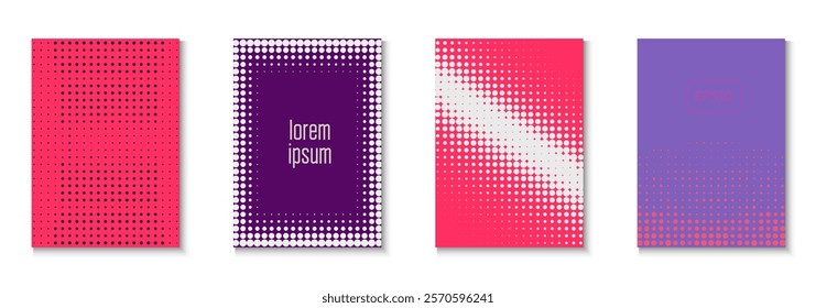 Graphic Background Set. Cool Memphis Art With Circles. Dynamic Design For Hipster Folder. Music Flyer. Minimalist Dot Cover. Geometric Book Poster. Trendy Graphic Background