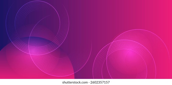 A graphic background with a soft gradient of purple and pink. Circles and lines are combined in a pattern that gives a sense of movement and dimension.