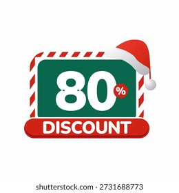 Crachá gráfico mostrando oferta de desconto de Natal de 80%