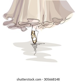 Graphic  ballet shoes, vector sketch