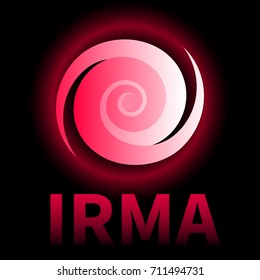 Graphic banner of hurricane Irma. Icon / sign / symbol of the hurricane, vortex, tornado
