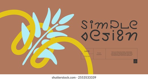 Graphic banner template with modern ribbon-wrapped leaf. Minimalist layout, trendy color scheme, and bold creative typography make it a perfect fit for contemporary art inspired designs