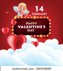 graphic banner for valentines day with bright billboard