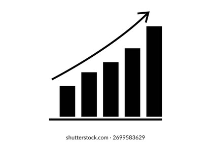 Graphic Bar Chart Demonstrating Upward Growth Trend, Black on White Background