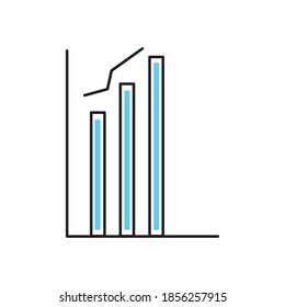 graphic bar chart icon over white background, half line half color style, vector illustration