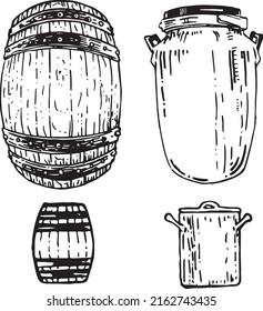 Graphic barrels and brewing containers