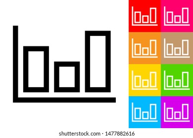 Graphic Bars. Line Icon With Different Color Background.