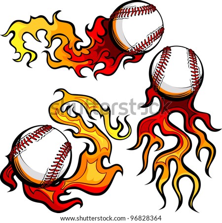 Graphic baseballs sport vector image with flames