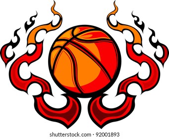 Graphic Basketball vector image template with flames