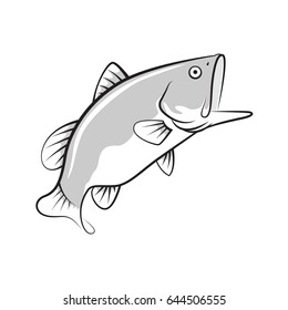 graphic bass fish, vector