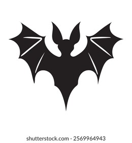 Graphic Bat Silhouette Symbol for Halloween and Design Concepts

