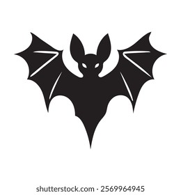 Graphic Bat Silhouette Symbol for Halloween and Design Concepts

