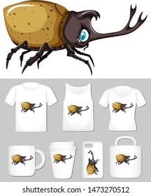 Graphic of beetle on different product templates illustration