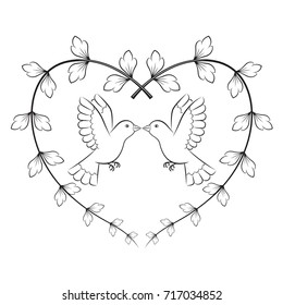 graphic bird in heart, vector