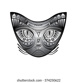 graphic black cat with tracery